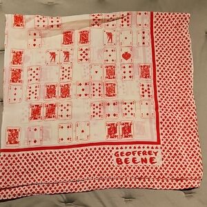 Geoffrey Beene Red and White Card Pattern Scarf